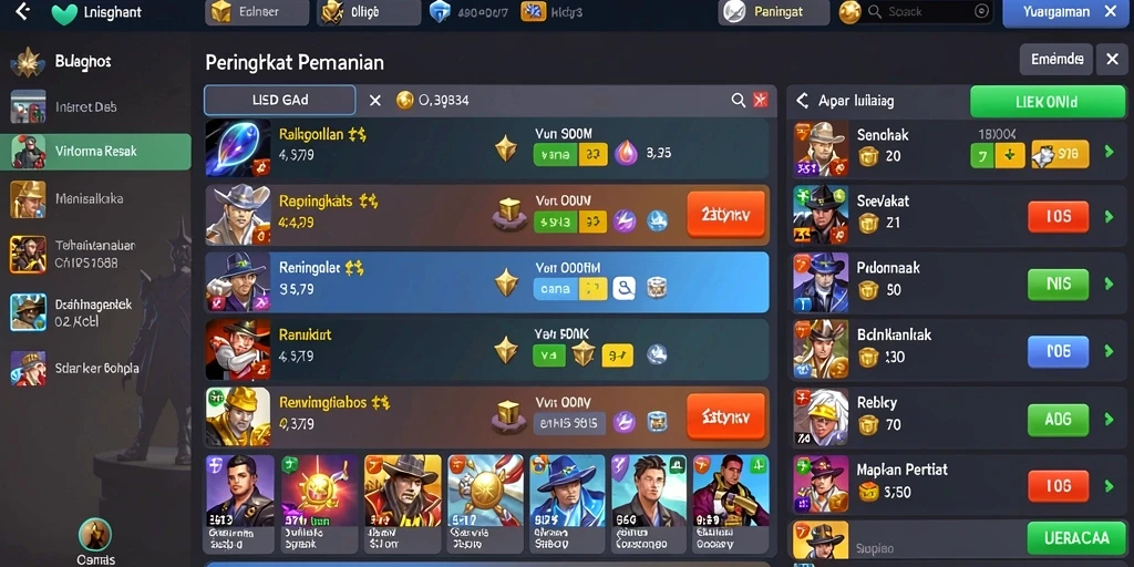 Fitur leaderboard untuk melihat peringkat pemain.